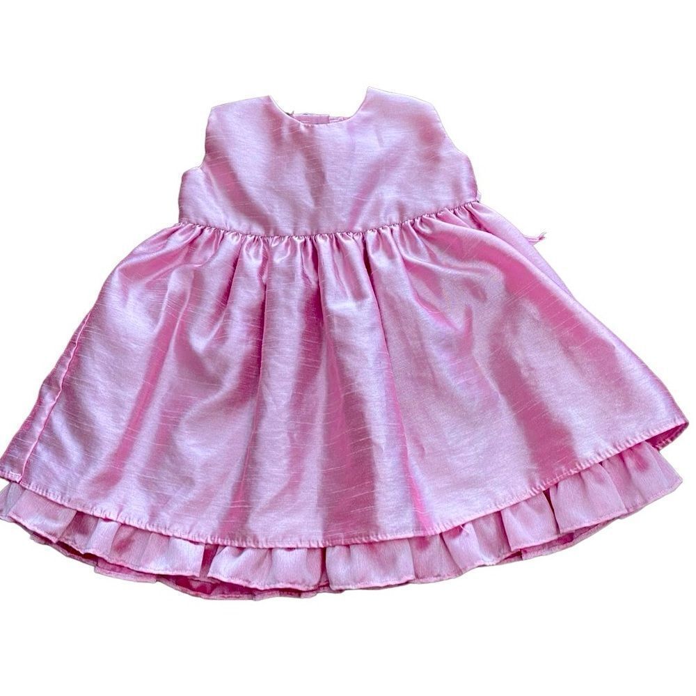 Honeybee Pink Ruffled Dress with Tie Back